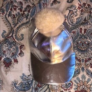 Silver hats with puff on top